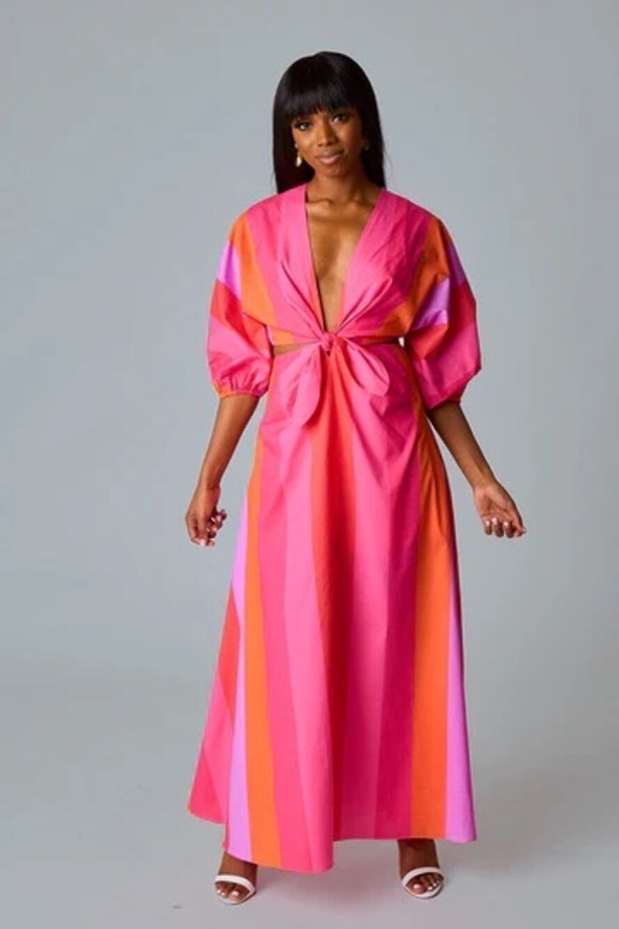 Buddy Love Maxine Cut Out Midi Dress Sz XS Vacation Vibrant Maximalist‎